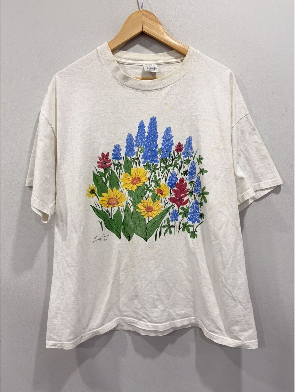 Vintage Floral Flower Tee Shirt sunfower